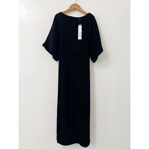 Closet London Black Ribbed Midi Dress With Belt Size 8